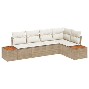 vidaXL Ensemble de canap&eacute; de jardin 5 pcs beige et cr&egrave;me Poly rotin