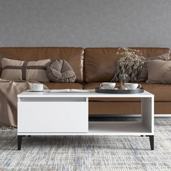 vidaXL Table basse Blanc 90x50x36,5 cm Bois d'ingénierie