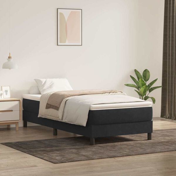 vidaXL Sommier &agrave; lattes de lit avec matelas noir 90x210 cm velours