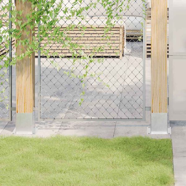 vidaXL Bases de poteau carrées 4 pcs argent 121x121 mm acier galvanisé