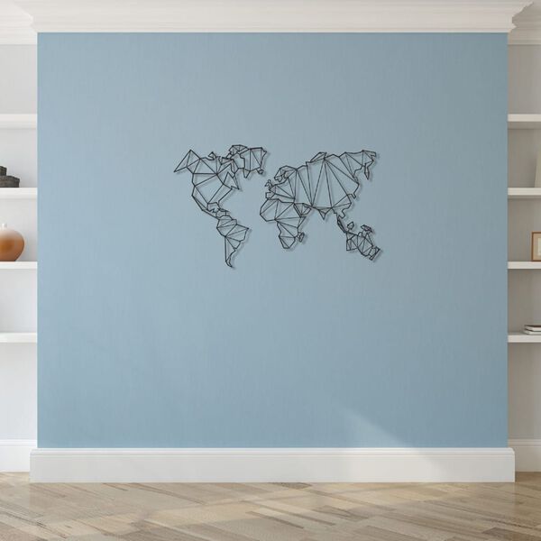 Homemania D&eacute;coration murale Carte du monde 120x72 cm M&eacute;tal Noir