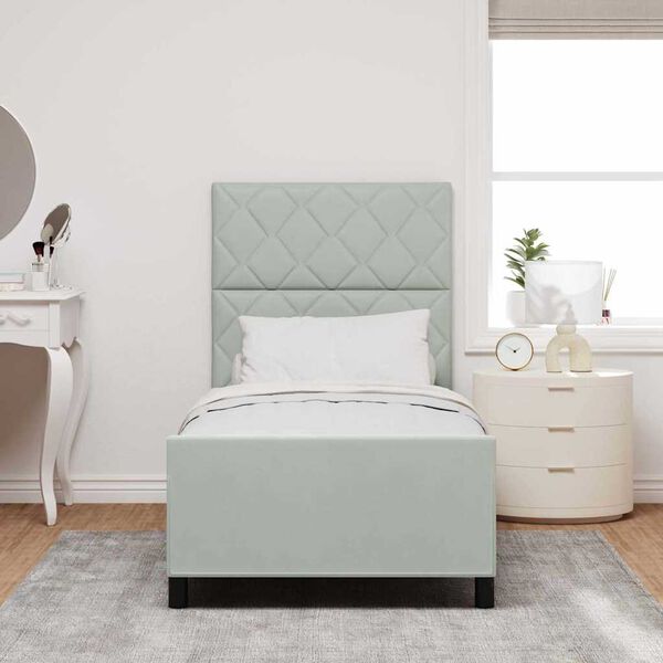 vidaXL Lit &agrave; ressorts avec t&ecirc;te de lit Gris clair 90 x 190 cm Velours