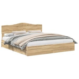 vidaXL Lit de Rangement Ch&ecirc;ne Sonoma 180 x 200 cm Bois d'ing&eacute;nierie
