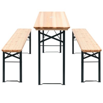vidaXL Table de brasserie pliable avec 2 bancs 177 cm Bois de pin