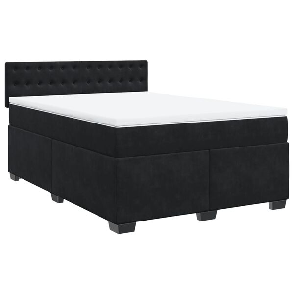 vidaXL Sommier &agrave; lattes de lit avec matelas Noir 140x190 cm Velours