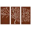 vidaXL D&eacute;corations murales jardin 3 pcs 105x55 cm design d'arbre acier
