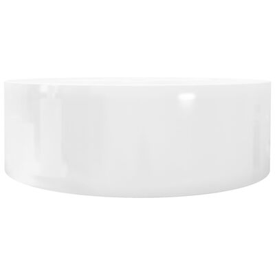 vidaXL Lavabo à trou de trop-plein/robinet céramique Blanc Rond