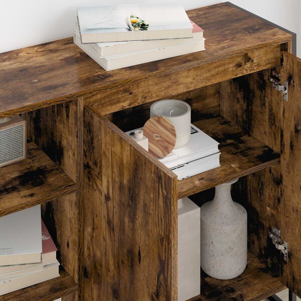 vidaXL Meuble d'appoint Ch&ecirc;ne Fum&eacute; 96,5 x 30 x 75 cm Bois d'ing&eacute;nierie