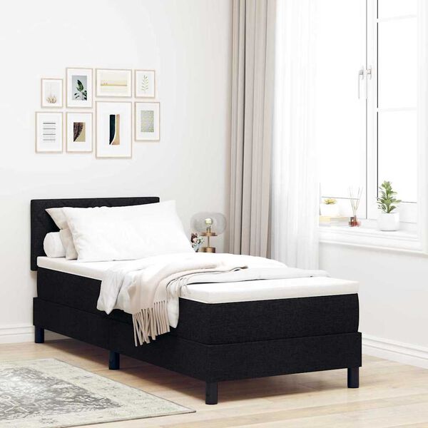 vidaXL Lit &agrave; ressorts avec matelas Noir 80 x 200 cm tissu