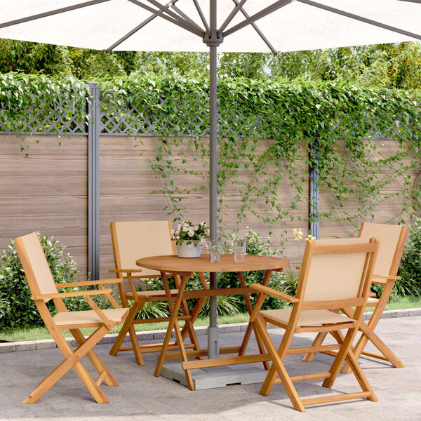 vidaXL Ensemble &agrave; manger de jardin 5 pcs beige tissu et bois massif