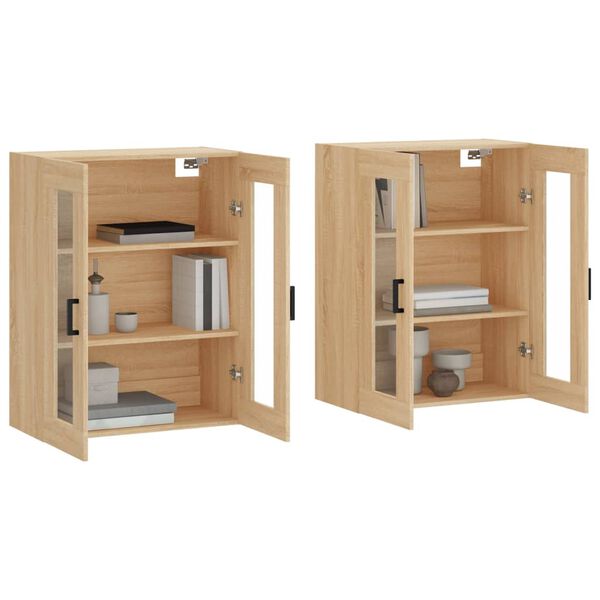 vidaXL Armoires murales 2 pcs ch&ecirc;ne sonoma bois d'ing&eacute;nierie