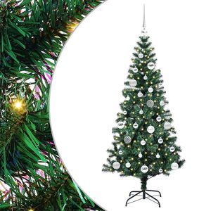 vidaXL Sapin de No&euml;l artificiel pr&eacute;-&eacute;clair&eacute; Vert 150 cm PVC et m&eacute;tal