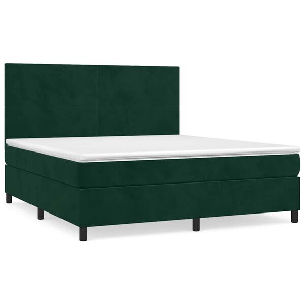vidaXL Sommier &agrave; lattes de lit et matelas Vert fonc&eacute; 180x200cm Velours
