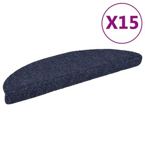 vidaXL Tapis d'escalier autocollants 15 pi&egrave;ces 56x17x3 cm Bleu