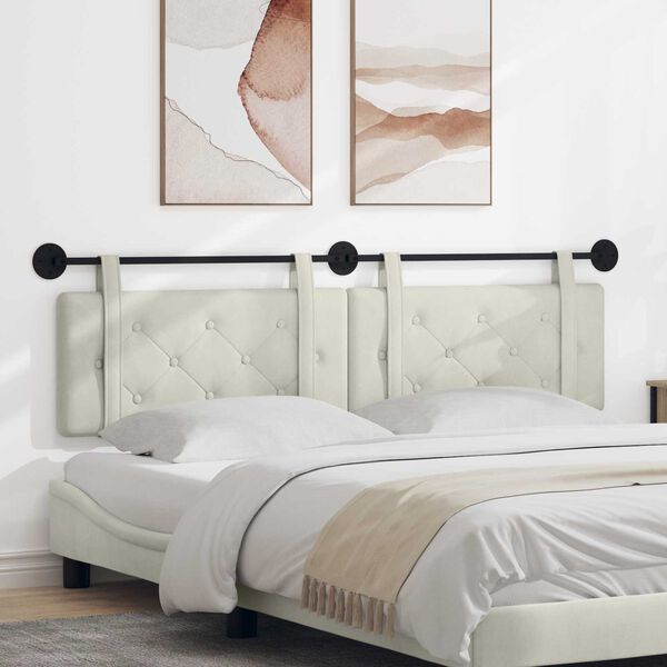 vidaXL T&ecirc;te de lit suspendue Cr&egrave;me 170 x 55 x 5 cm Velours