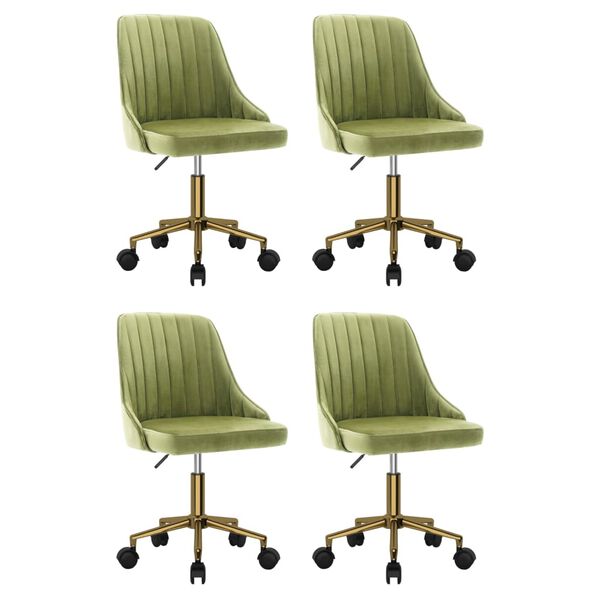 vidaXL Chaises pivotantes &agrave; manger lot de 4 vert clair velours