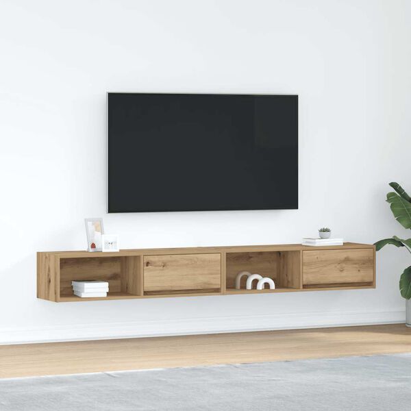 vidaXL Meubles TV 2 pcs ch&ecirc;ne artisanal 100x31x25,5 cm bois ing&eacute;nierie