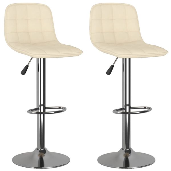 vidaXL Tabourets de bar lot de 2 cr&egrave;me tissu