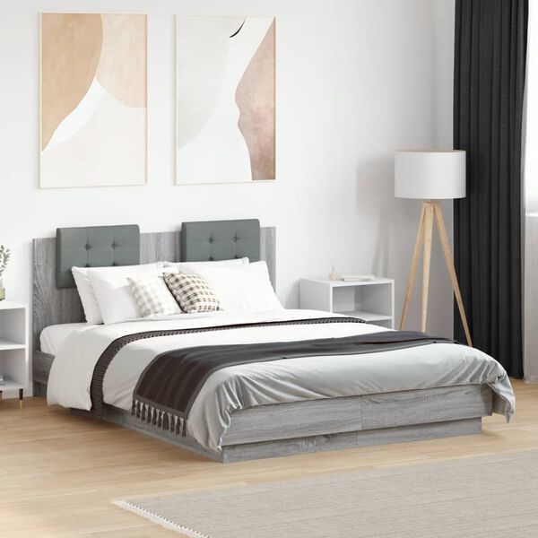 vidaXL Cadre de lit sans matelas sonoma gris 120x190 cm