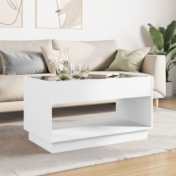 vidaXL Table basse avec LED infini blanc 90x50x50 cm