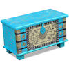 vidaXL Coffre de rangement Bois de manguier bleu 80 x 40 x 45 cm