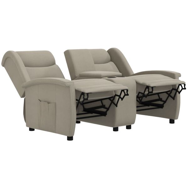 vidaXL Fauteuil inclinable &agrave; 2 places Gris clair Tissu microfibre