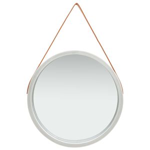 vidaXL Miroir mural avec sangle 60 cm Argent&eacute;
