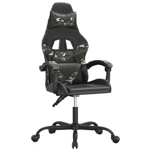 vidaXL Chaise de jeu pivotante Noir et camouflage Similicuir