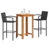 vidaXL Ensemble de bar de jardin 3 pcs noir bois massif acacia rotin