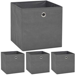 vidaXL Bo&icirc;te de rangement 4 pcs Tissu non-tiss&eacute; 32x32x32 cm Gris