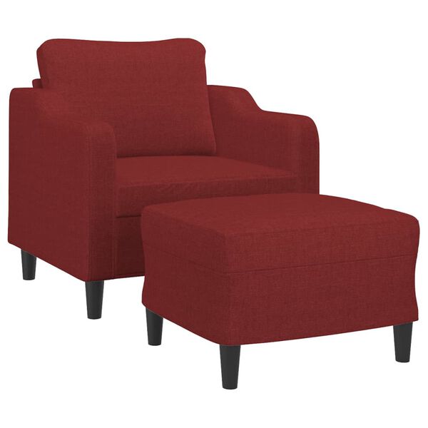 vidaXL Fauteuil avec repose-pied Rouge bordeaux 60 cm Tissu