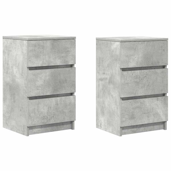 vidaXL Tables de chevet avec 3 tiroirs 2 pcs gris b&eacute;ton 39x35x65 cm