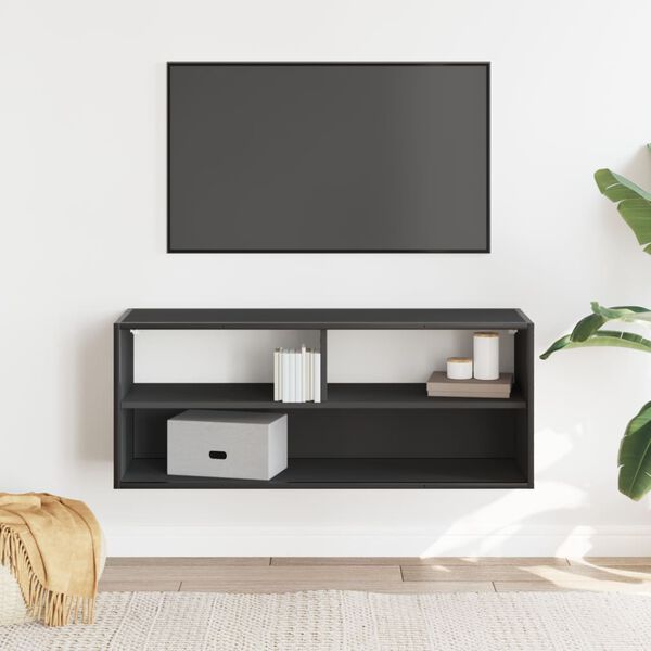 vidaXL Meuble TV noir 100x31x39,5 cm bois d'ing&eacute;nierie et m&eacute;tal