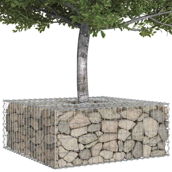 vidaXL Lit sur&eacute;lev&eacute; gabion Argent&eacute; 100 x 100 x 40 cm Acier galvanis&eacute;