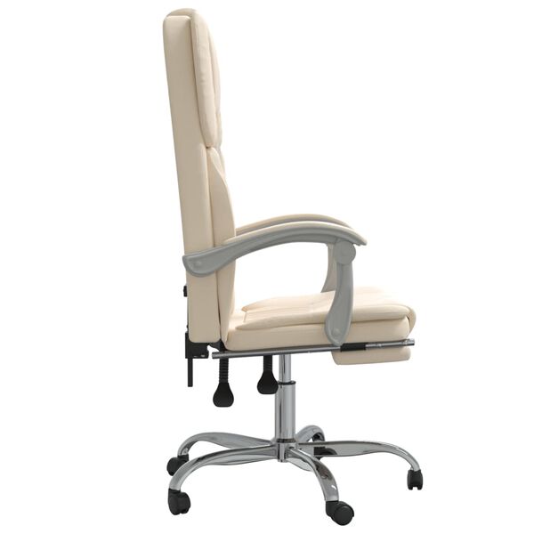 vidaXL Fauteuil inclinable de bureau Cr&egrave;me Similicuir