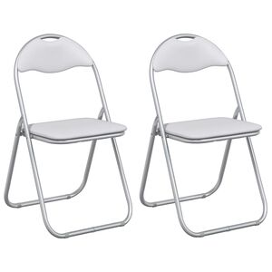 vidaXL Chaise pliante 2 pc Simili cuir Blanc et Gris 48 x 43,5 x 81 cm