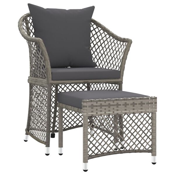 vidaXL Salon de jardin 2 pcs avec coussins Gris R&eacute;sine tress&eacute;e