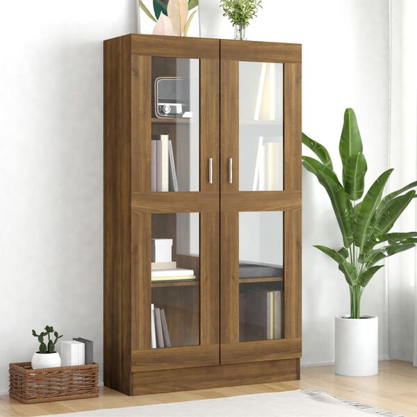 vidaXL Armoire &agrave; vitrine Ch&ecirc;ne brun 82,5x30,5x150 cm Bois d'ing&eacute;nierie