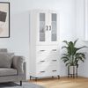 vidaXL Buffet haut Blanc 69,5x34x180 cm Bois d'ing&eacute;nierie