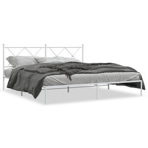 vidaXL Cadre de lit m&eacute;tal sans matelas et t&ecirc;te de lit blanc 183x213 cm