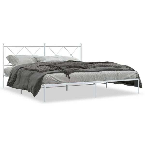 vidaXL Cadre de lit m&eacute;tal sans matelas et t&ecirc;te de lit blanc 183x213 cm
