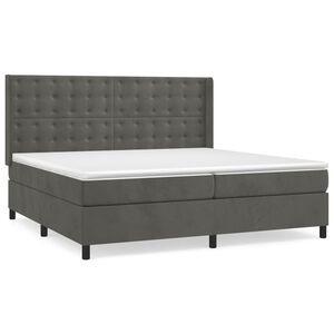vidaXL Sommier &agrave; lattes de lit et matelas Gris fonc&eacute; 200x200cm Velours
