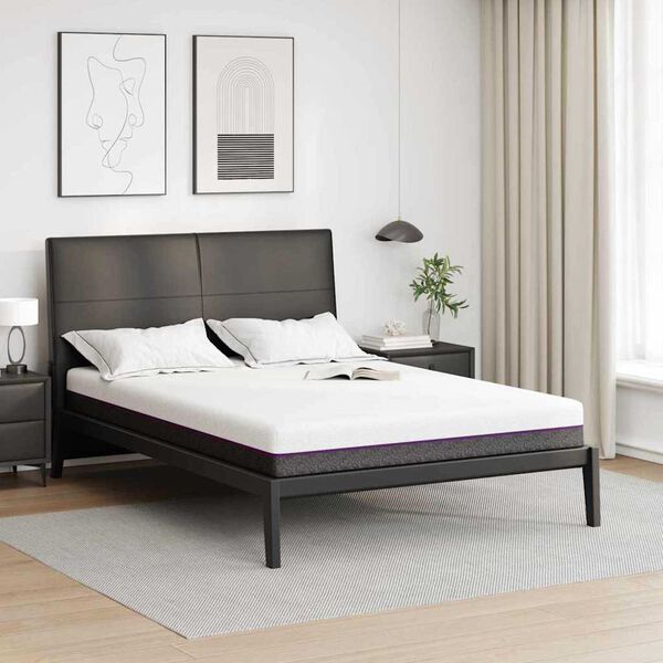 vidaXL Matelas Blanc et Gris 140 x 200 cm Mousse à Mémoire