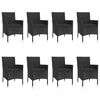 vidaXL Ensemble &agrave; manger jardin 9pcs et coussins noir r&eacute;sine tress&eacute;e