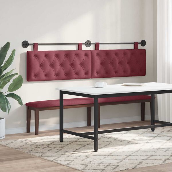 vidaXL T&ecirc;te de lit suspendue Bordeaux 210 x 55 x 7 cm tissu