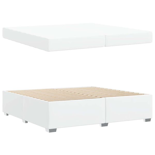 vidaXL Cadre de lit avec matelas Blanc 200 x 200 cm tissu