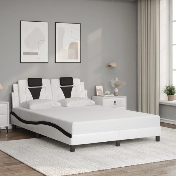 vidaXL Cadre de lit Viana sans matelas blanc et noir 140x200 cm similicuir