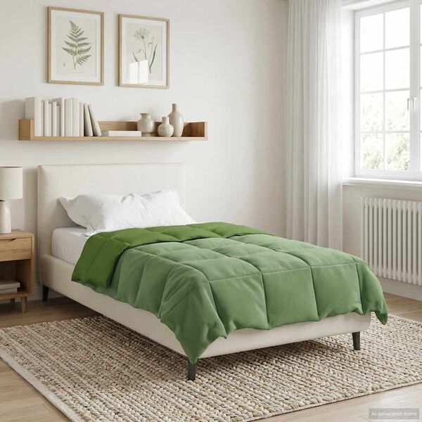 vidaXL Duvet d'hiver Matelass&eacute; Vert 140 x 200 cm Microfibre
