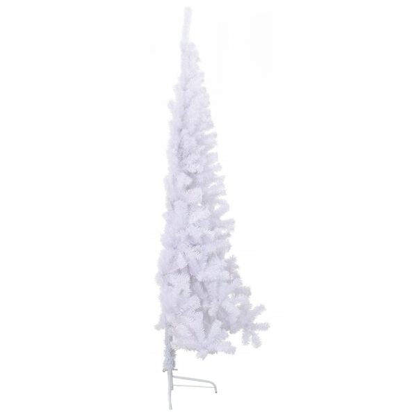 vidaXL Sapin de Noël artificiel moitié avec support blanc 210 cm PVC