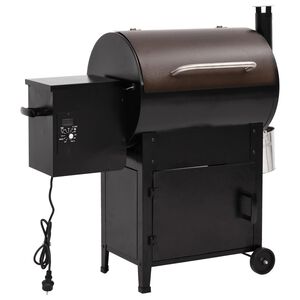 vidaXL Gril &agrave; granul&eacute;s avec chemin&eacute;e noir 104 cm fer